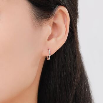 Sterling Silver Minimalist 8mm Or 10mm Braided Huggie Hoops, 8 of 12