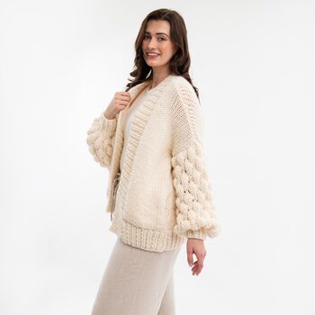 Easy Bubble Stitch Cardigan Knitting Kit, 6 of 12