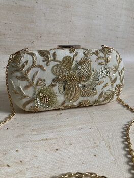 Gold Embroidered Handcrafted Clutch Bag, 3 of 10