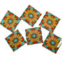 Orange Teal Geometric Flower Tile, thumbnail 3 of 10