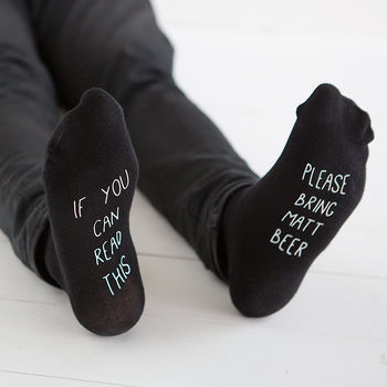 Hidden Message Please Bring Wine Personalised Socks, 4 of 4