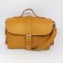 Small Leather Crossbody Satchel Handheld Handbag Canary Yellow With Side Pockets, thumbnail 5 of 9