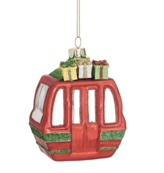 Red And Silver Ski Lift Christmas Bauble, 3 of 5