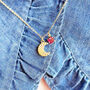 Moon And Birthstone Star Charm Necklace, thumbnail 1 of 8