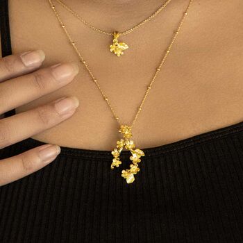 Gold Plated Forget Me Not Cluster Necklace, 3 of 4