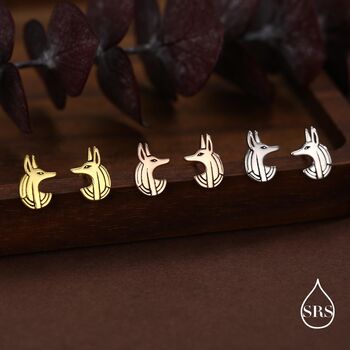 Sterling Silver Anubis Jackal Stud Earrings, 4 of 12