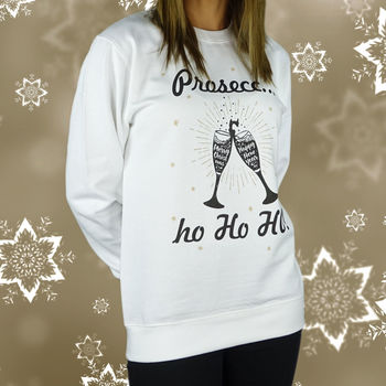 Prosecc Ho Ho Ho! Ladies Christmas Sweatshirt Jumper, 2 of 7