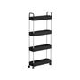 Black Four Tier Narrow Storage Cart Trolley With Handle, thumbnail 5 of 7