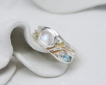 Moonstone And Blue Topaz Ring, 2 of 8