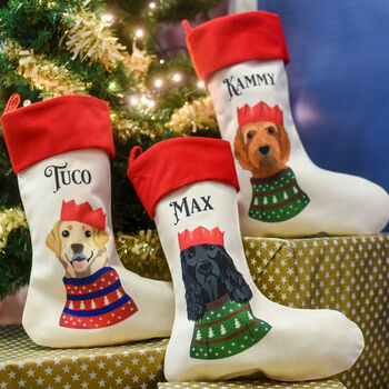 Personalised Party Dog Christmas Present Stocking, 12 of 12