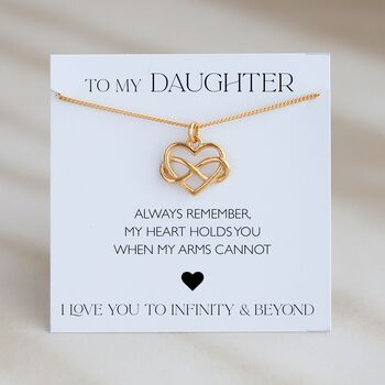 To My Daughter Necklace – Heart Infinity Charm, Sterling Silver Jewellery Gift, Personalised Birthday Keepsake, 2 of 10