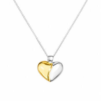 Sterling Silver And Gold Bonded Heart Pendant Necklace, 2 of 4