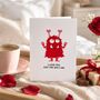 Funny Heart Monster Valentine’s Card, thumbnail 3 of 6