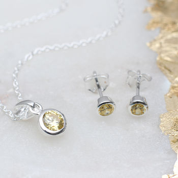 Sterling Silver Birthstone Necklace And Earring Set, 5 of 12