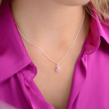 Personalised Teardrop Birthstone Silver Necklace, 5 of 12