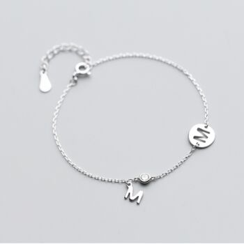 Sterling Silver M Initial Charm Bracelet, 4 of 5