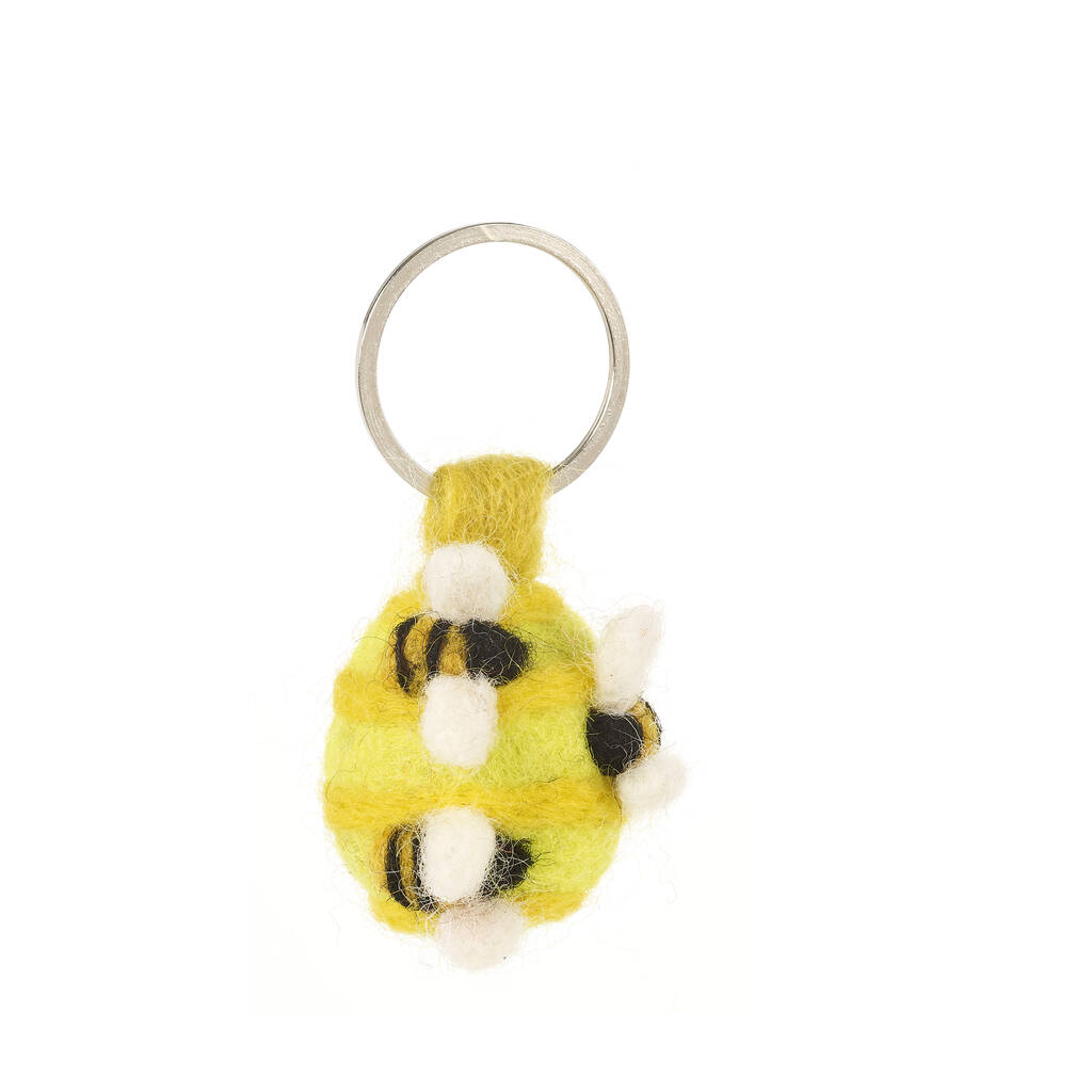 Image of Neon Busy Beehive Keyring Fair Trade Handmade Felt