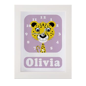 Personalised Childrens Cheetah Clock, 7 of 10