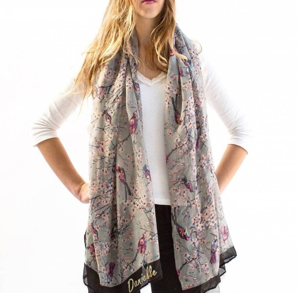 Personalised Or Monogrammed Faded Bird Print Scarf, 1 of 12