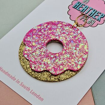Pink Doughnut Glitter Resin Christmas Tree Decoration, 4 of 4