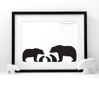 Bear Family, Personalised Silhouette Print, 2 of 6