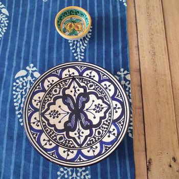 Indigo Placemats Set, Block Print Handmade In India, 3 of 8