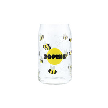 Personalised Bee Name Printed Can Glass, 4 of 8