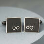 Personalised Infinity Symbol Cufflinks. Oxidised Black, thumbnail 5 of 11