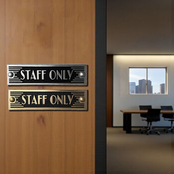 Staff Only Metal Door Sign Art Deco Or Modern, 6 of 8