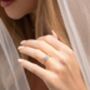 Two Ct Oval Moissanite Three Stone Engagement Ring, thumbnail 3 of 10