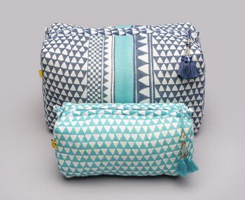 Aqua Alibag Triangle Pattern Cotton Make Up Bag, 10 of 12