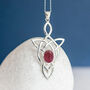 Genuine Pink Tourmaline Celtic Knot Necklace In Silver, thumbnail 1 of 8