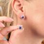 Royal Purple Halo Sterling Silver Stud Earrings, thumbnail 1 of 9