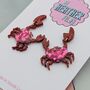 Handmade Red Resin Crab Earrings – Sparkle And Shoreline Vibes, thumbnail 4 of 4
