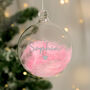 Personalised Pink Or Blue Feather Glass Bauble – Christmas Tree Decorations, thumbnail 1 of 10