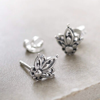 Sterling Silver Mini Botanical Studs, 2 of 11