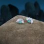 Green Opal Fan Stud Earrings In Sterling Silver, thumbnail 5 of 11
