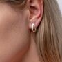 Shell Zircon Arc Elegant White Marble Stud Earrings, thumbnail 1 of 5