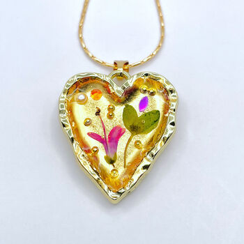 Real Flowers Heart Pendant Necklace Small Hand Made, 11 of 12