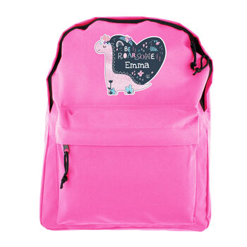 Personalised Dinosaur Pink Backpack, 5 of 5