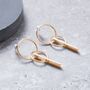 Rose Gold Colour Linked Small Hoop Drop Earrings, thumbnail 1 of 3