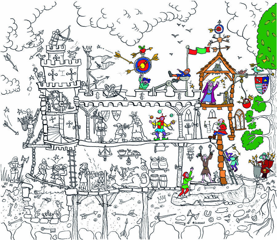 Medieval Castle Colouring In Poster, 1 of 3