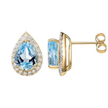 Luscious Blue Topaz 18k Gold Plated Earrings, 2 of 4