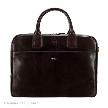 Personalised Leather Briefcase Bag For Men 'Calvino', 3 of 12