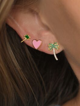 18 K Gold Plated Enamel Love Heart Stud Earrings, 11 of 12