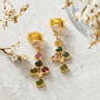 Multicoloured Tourmaline Gold Plated Silver Earrings, thumbnail 2 of 6