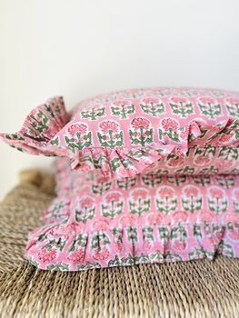 Indian Block Print Ruffle Cushion, 4 of 4
