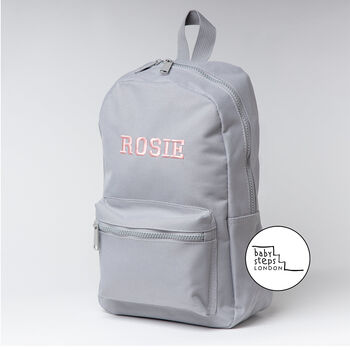 Grey Personalised Name Unisex Mini Kids Backpack, 3 of 8