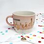 Porcelain Mr And Mrs Mugs Pair And Ceramic Spoon, thumbnail 2 of 4
