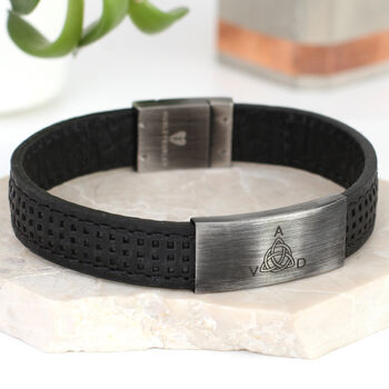 Mens Personalised Leather Family Celtic Symbol Bracelet, 3 of 5